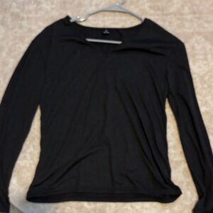 Women's Black Long Sleeve Top-vneck